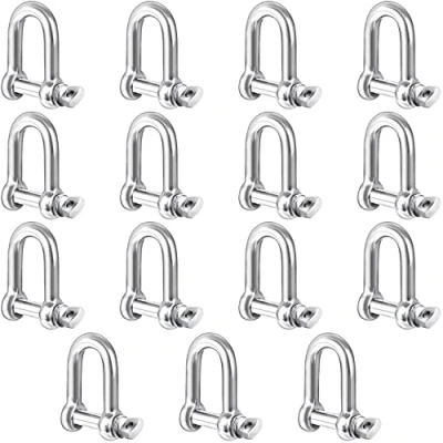 Image of Belle Vous 15 Pack Stainless Steel M4 D Ring Screw Shackles with Pins Heavy Duty 4mm Thick and 100kg Capacity For Marine Mounting, Camping, Sports &amp; Hiking Accessories