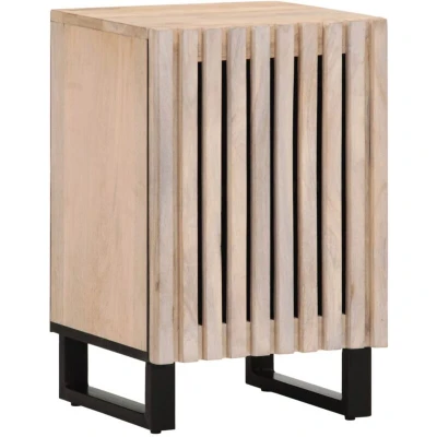 Image of vidaXL Solid Mango Wood Bathroom Cabinet 1 Door Storage Cupboard Retro Style Steel Legs 38 x 34 58 cm
