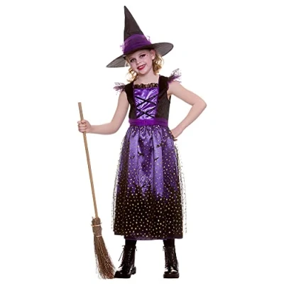 Image of Girls Purple Enchanting Witch Fancy Dress Costume Large (8 10 Years)