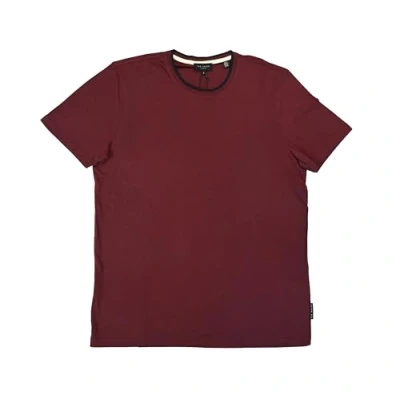 Image of Ted Baker London Mens Helpa Short Sleeve T Shirt in Maroon Size 3 UK 38 Medium