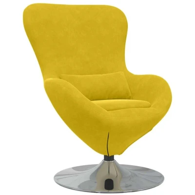 Image of vidaXL Modern Yellow Armchair with Swivel Cushion for Indoor, Living Room, Reading or Relaxing, Soft Polyester Fabric, Elegant Design, Durable Metallic Frame, Comfortable Chair, Furniture
