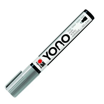Image of Marabu Yono Marker Pen, Chisel Tip, (0.5 5mm), Grey, (078), Single Works On Any Surface, Metal, Glass, Wood, Fabric, Stone, Plastic, Cardboard