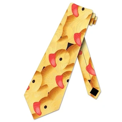 Image of Steven Harris Mens Rubber Ducky Duck Necktie Yellow One Size Neck Tie