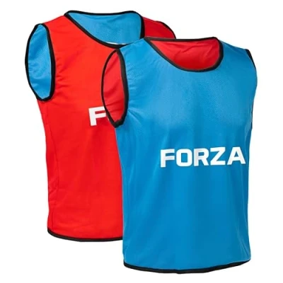 Image of FORZA Premium Reversible Training Bibs (Pack of 5) Lightweight Polyester Sports Vests Kids and Adult Sizes (Blue &amp; Red, L/XL)