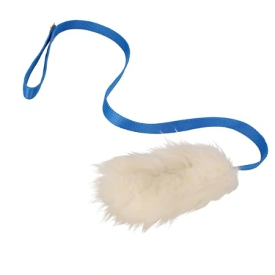 Image of DINGO dog toy sheepskin chaser with long blue lead 130 cm, agility motivation reward tug for training and fun 15583