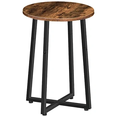 Image of HOOBRO Round Side Table, Small Coffee Bedside Telephone Snack for Balcony, Industrial, Rustic Brown EBF95BZ01