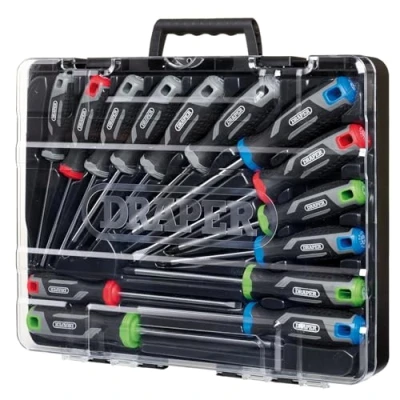 Image of Draper 14pc Soft Grip Screwdriver Set with TX Star® 13437 Magnetic Tips, CRV Blades