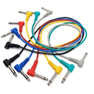 Image of 60cm 6 Pack 6.35mm Male to Guitar Patch Cable Noiseless Effects Pedal Mixing Desk Screened Lead (6 Colors) 1.8ft