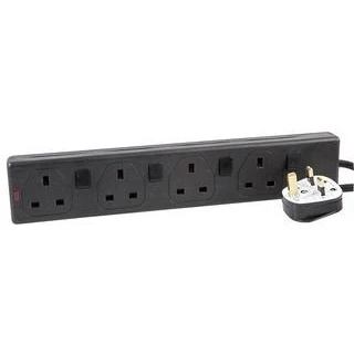 Image of PRO ELEC PEL00036 4 Way Individually Switched Extension Lead, 1m, Black