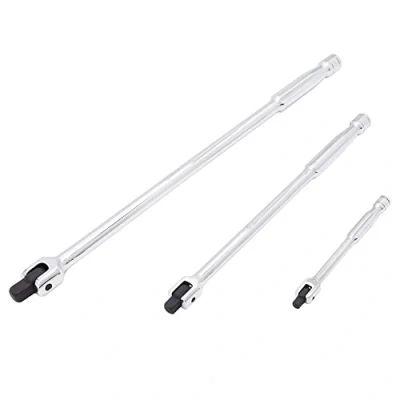 Image of MichaelPro MP007004 3Pc Breaker Bars 1/4&quot;, 3/8&quot;, 1/2&quot; Dr. Extension Bar Set Connect Your Ratchet with This Rotating Flex Head, Handle