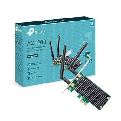 Image of TP Link AC1200 Dual Band Wireless PCI Express Adapter with Two Antennas, PCIe Network Interface Card for Desktop, Low Profile Bracket Included, Supports Windows 11/10/8.1/8/XP (32/64 bit)(Archer T4E)