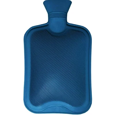 Image of Hot Water Bottle 2l Secure &amp; Leakproof Natural Rubber Large Bottles for Pain Relief, Hand and Foot Warmer (Blue, 2L)
