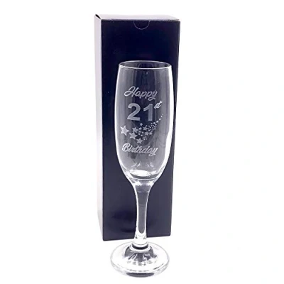 Image of ukgiftstoreonline 21st Birthday Stars Champagne Flute Glass Gift Boxed