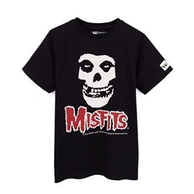 Image of Misfits T Shirt for Kids Boys Girls Skull Band Logo Tee Black Short Sleeve Style 9 10 Years