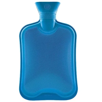 Image of Hot Water Bottle Large 1.8L Rubber Bag 1, 2 or 3 Pack Ribbed Surface One Side for Pain Relief Cold Compress Cramps Back Neck (Blue, 1 pc)