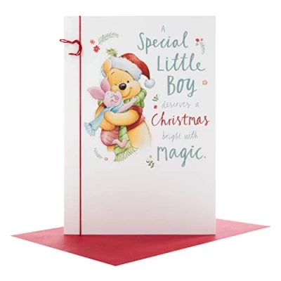 Image of Hallmark 25498266 Winnie the Pooh Special Boy Medium Christmas Card &quot;Magic&quot;