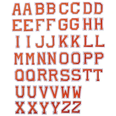 Image of J.CARP 52Pcs Orange Alphabet A to Z Patches, Iron on Sew Letters for Clothing, Hats, Shoes, Backpacks, Handbags, Jeans, Jackets etc.