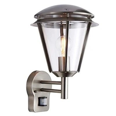 Image of Betta Lighting Outdoor Wall Lantern with Motion Sensor E27 GLS PIR Security Light IP44 Waterproof Garden Stainless Steel Outside Lights Mains Powered (Bulb Not Supplied)