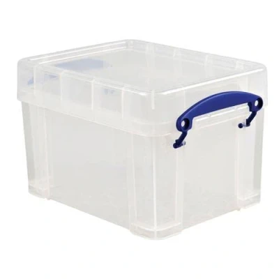 Image of Really useful storage box plastic lightweight robust stackable 3 litre clear ref 3C+ free finchley refill pen (1)