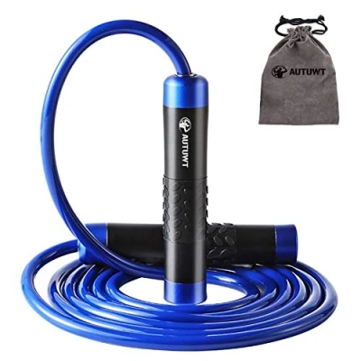 Image of AUTUWT Weighted Skipping Rope 1LB,Heavy Jump 3M Adjustable Length Bearing Tangle Free Ropes For Adult Fitness,CrossFit, Boxing, MMA, Fitness Workout, Cardio Exercise (E1 Blue PVC Cord)