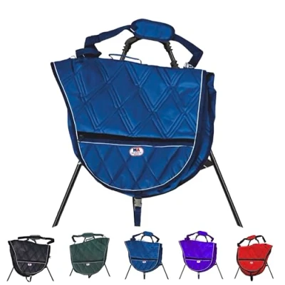 Image of Majestic Ally 1000D Nylon Reflective English Saddle Carry Bag (Navy)
