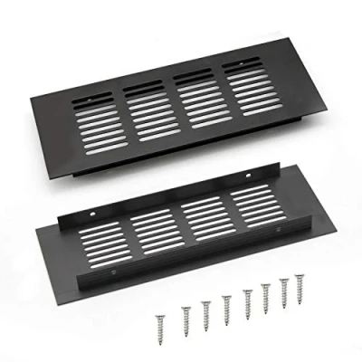 Image of WJUAN 2 Pcs Air Vent Grille Cover, 200 mm Black Square Aluminum Alloy Cover for Cupboard Wardrobe Ventilation (Black)