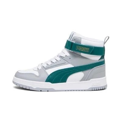 Image of Puma Unisex Youth Rbd Game Jr Sneakers, White Malachite Cool Mid Gray Gold, 3 UK