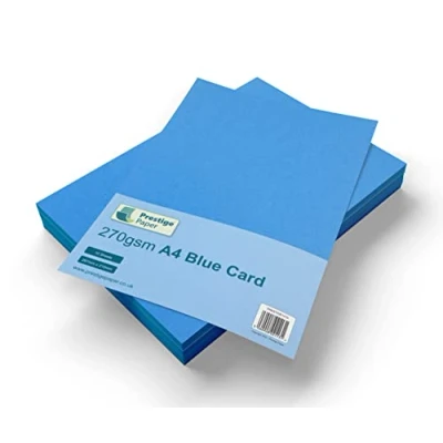 Image of A4 Blue Card Stock x 10 Sheets, 270gsm (210mm 297mm) Prestige Paper