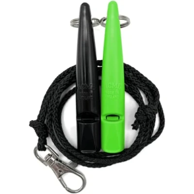 Image of ACME Dog Whistle No. 211.5 with Band Double Pack 2 Whistles Including Bands Ideal for Recall Loud and Far reaching (Black + DG Green)