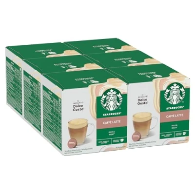 Image of STARBUCKS Caffè Latte by NESCAFÉ Dolce Gusto, 72 Pods (6 packs), Creamy Milk Coffee, 100% Arabica Beans