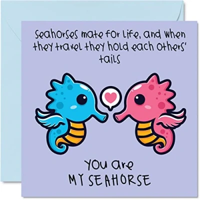 Image of You Are My Seahorse Anniversary Card Romantic Valentine Cute Valentine&#039;s Day for Boyfriend Girlfriend Wife Husband Partner Her Him, 145mm x Greeting Cards Fiancee