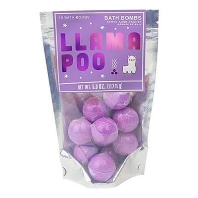 Image of Gift Republic Pack of 10 Cotton Candy Scented Bath Bombs Llama Poo Bomb Christmas/Birthday/Secret Santa