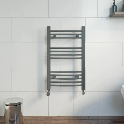 Image of DuraTherm Curved Heated Towel Radiator Anthracite 750 x 450mm