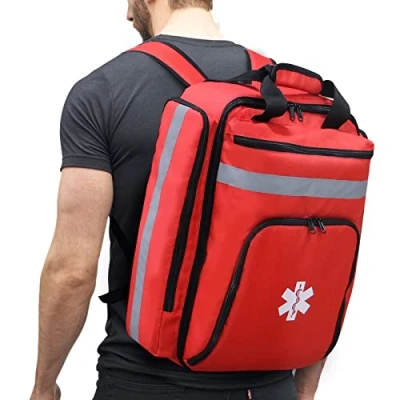 Image of 3DTengkit Emergency Medical Backpack,First Aid Bag Empty,First Responder Trauma with Reflective,Large Capacity First Back Pack Bag(Bag Only) (Red)