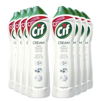 Image of Cif Original Cream Multipurpose Surface Cleaner enriched with a fresh, ocean scent made 100% natural cleaning particles for gentle and reliable cleaning, Multi Buy 8 Pack