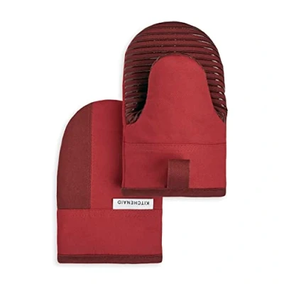 Image of KitchenAid Kitchen Aid Beacon Mini Oven Mitt Set, 5.5&quot;x8&quot;, Passion Red/Bordeaux