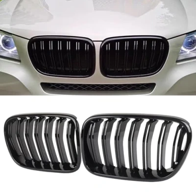 Image of F25 Kidney Grille for BMW X Series X3 X4 F26 Grill Glossy Black Double Slat 2010 2011 2012 2013