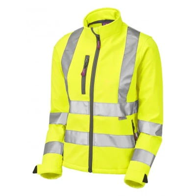 Image of Leo Workwear Honeywell SJL01 Hi Vis Stretch Polyester Twill Ladies Softshell Jacket, XL, Yellow