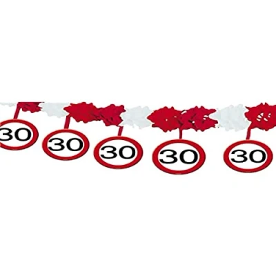 Image of Folat 05229 30th Birthday Traffic Sign Garland with Hangers, Multi Colours