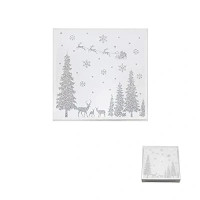 Image of lesser and pavey LP52927 Glass Coasters Silver Winter Wonderland design Set of 4