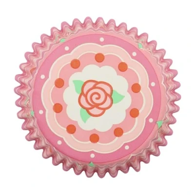 Image of PME Vintage Foil Lined Cupcake Cases Roses (Pack of 30)