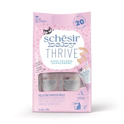 Image of Schesir Baby Thrive Kitten Cat Food Chicken High Calorie Supplement 160g x 8 Pack