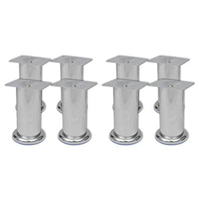 Image of vidaXL 8 Piece Chrome Sofa Legs Set 120mm Round Trestle Foot Furniture Accessories, Sturdy Iron Replacements, Silver, Easy Install for Home/Office