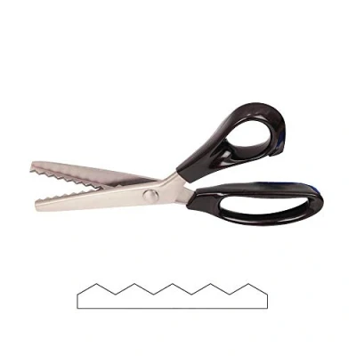 Image of Serrated Scalloped Edge Pinking Shears Stainless Steel Dressmaking Scissors Professional Zig Zag Cut Fabric Decorate Craft with Comfort Grip Handle Sewing (Serrated (7mm))