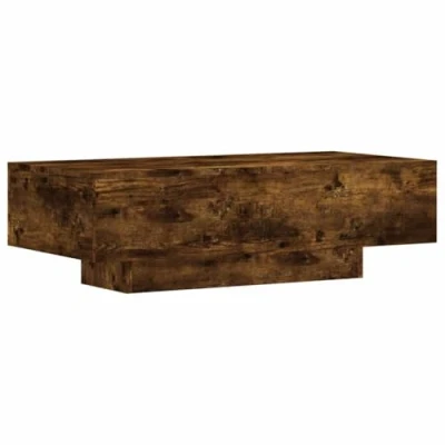 Image of vidaXL Smoked Oak Coffee Table Modern Engineered Wood for Living Room 100x49.5x31 cm Rectangular Shape, Brown Colour