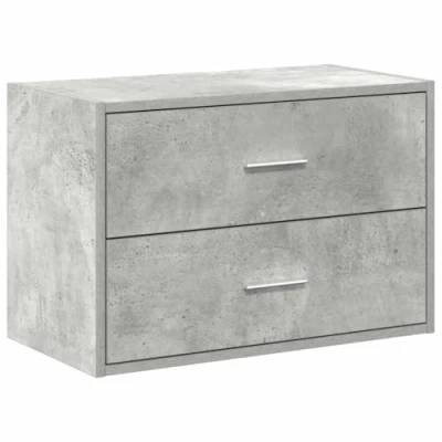Image of vidaXL Cabinet Concrete Grey 2 Drawer Storage Unit Engineered Wood 60x31x40 cm Bedroom/Living Room