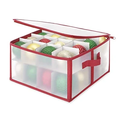 Image of GEEZY Christmas Tree Baubles Storage Box Zip Up Xmas Ornaments Decoration Organiser with Carry Handles (Baubles Bag (L 30 x W H 15 cm))