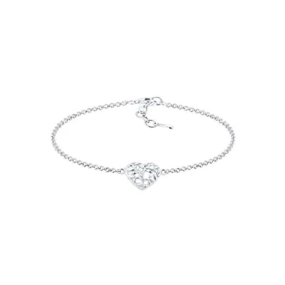 Image of Elli Women&#039;s 925 Sterling Silver Heart Love Friendship Proof Bracelet Anklet of Length 16 cm