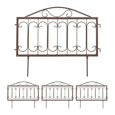 Image of Relaxdays 4X Lawn Edging, 100% iron, Brown, 46 x 57 cm