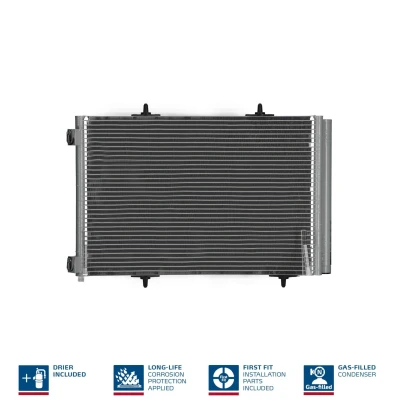 Image of CO4550 Condenser NISSENS 940055 with dryer Aluminium 557mm R1234yf CITROËN: DS3 Hatchback, C3 II, III, PEUGEOT: 207 208 I Hatchback